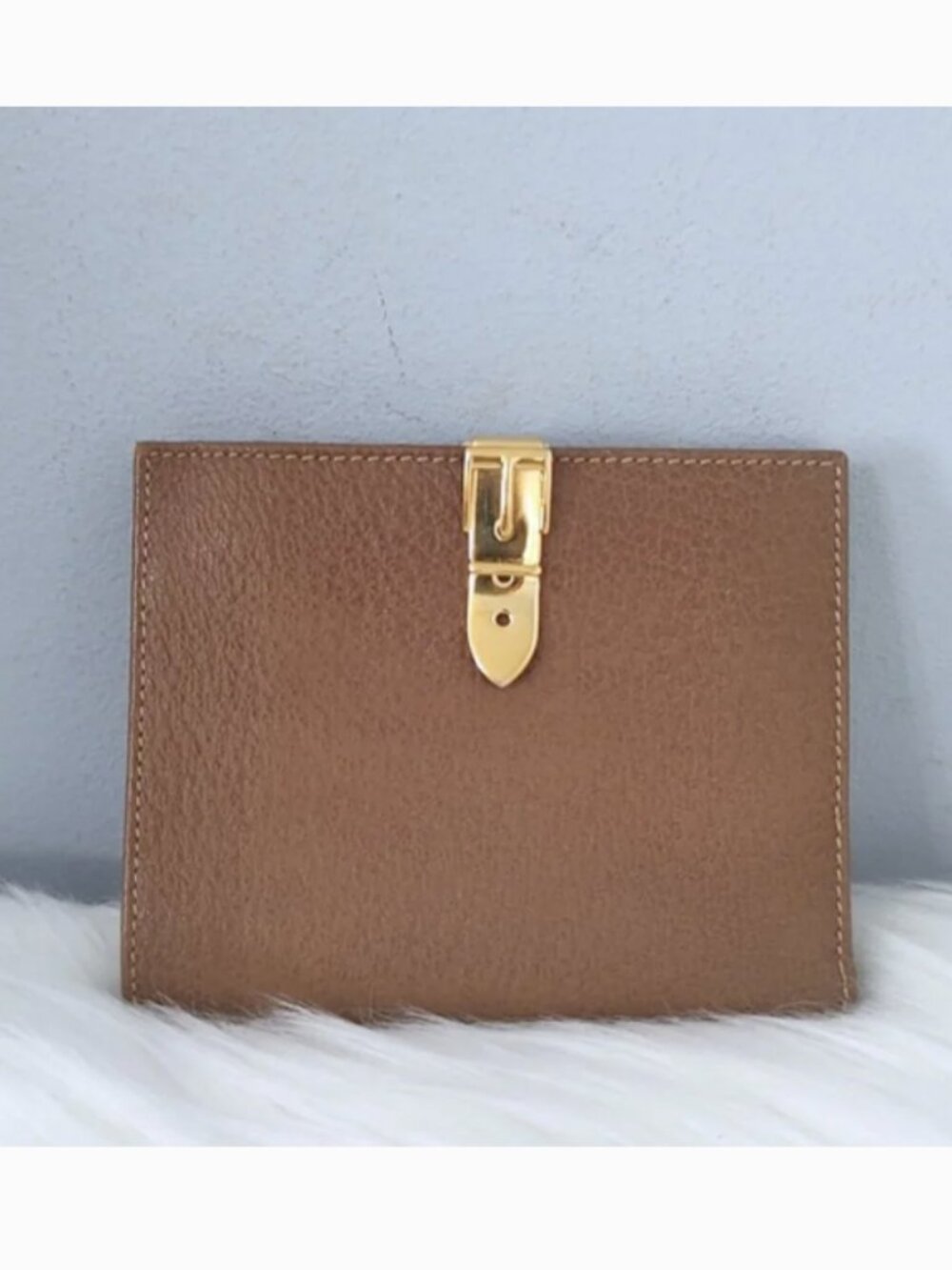 Gucci vintage 70s 80s buckle belt leather compact wallet w/box EUC - Picture 3 of 10